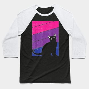 Black Cat Bi Sexual Pride Kitten Lover LGB Q Proud Ally Bi Baseball T-Shirt